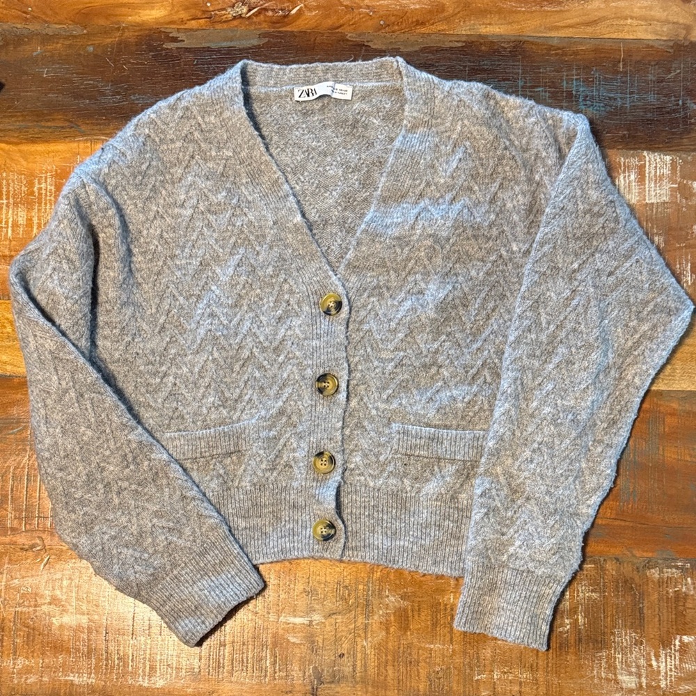 Zara Heather Gray Chevron Cardigan- small